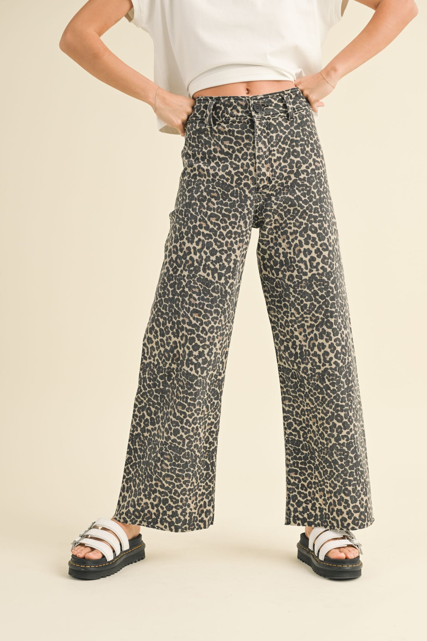 Reina Leopard Print WIDE LEG Pants