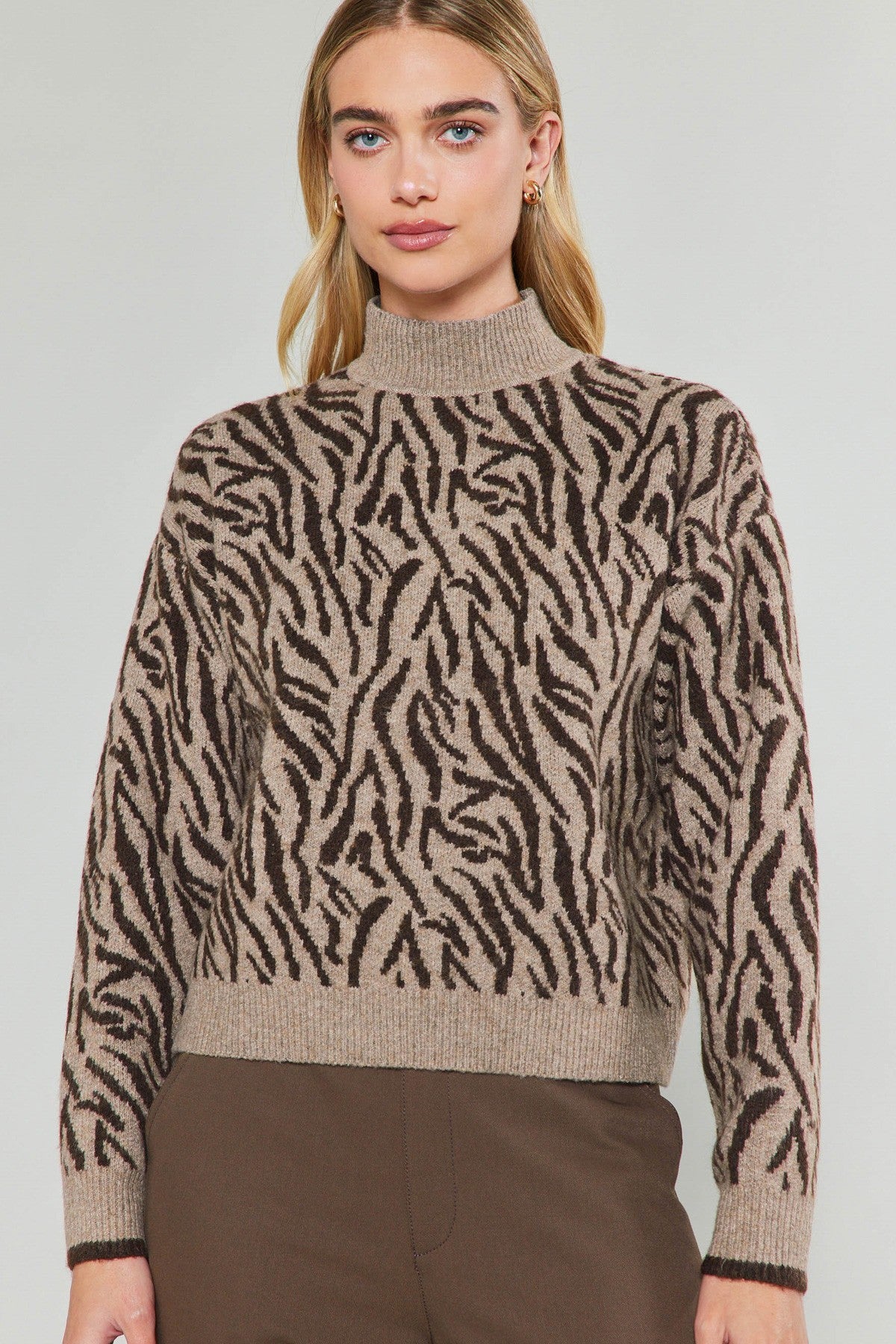 Feline Half Mock Neck Sweater