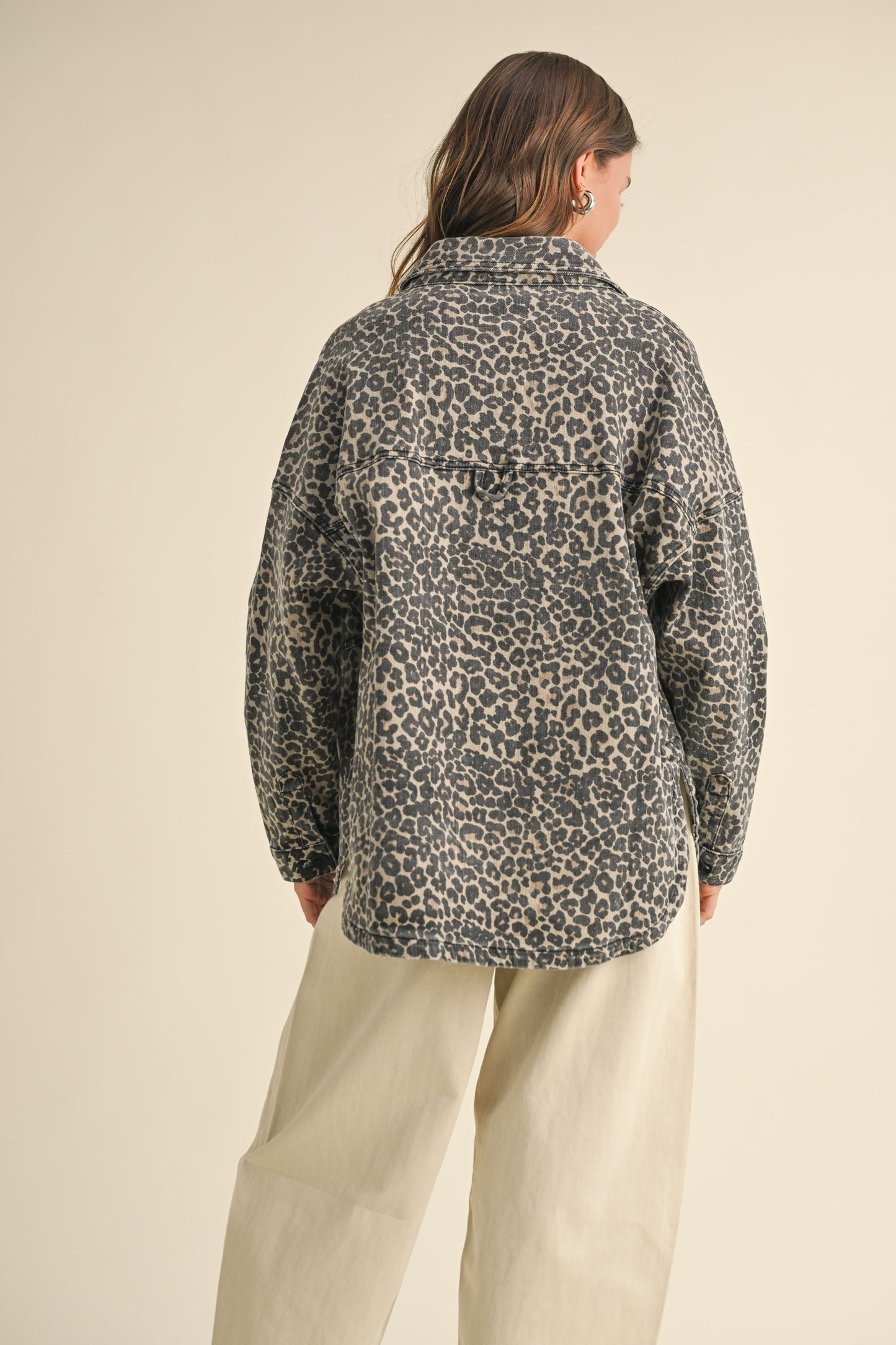 Reina Leopard Oversized Stretch Shacket