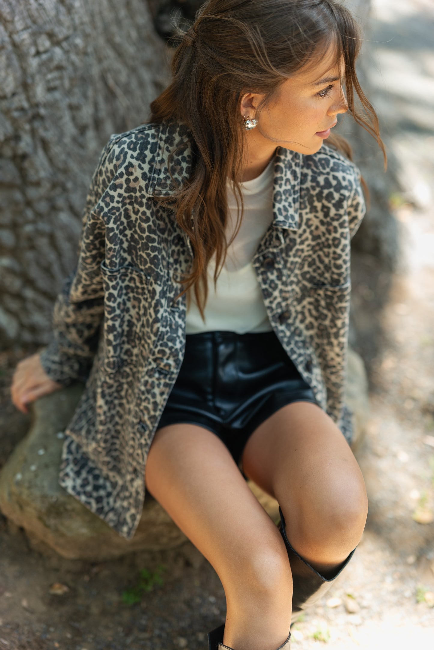 Reina Leopard Oversized Stretch Shacket