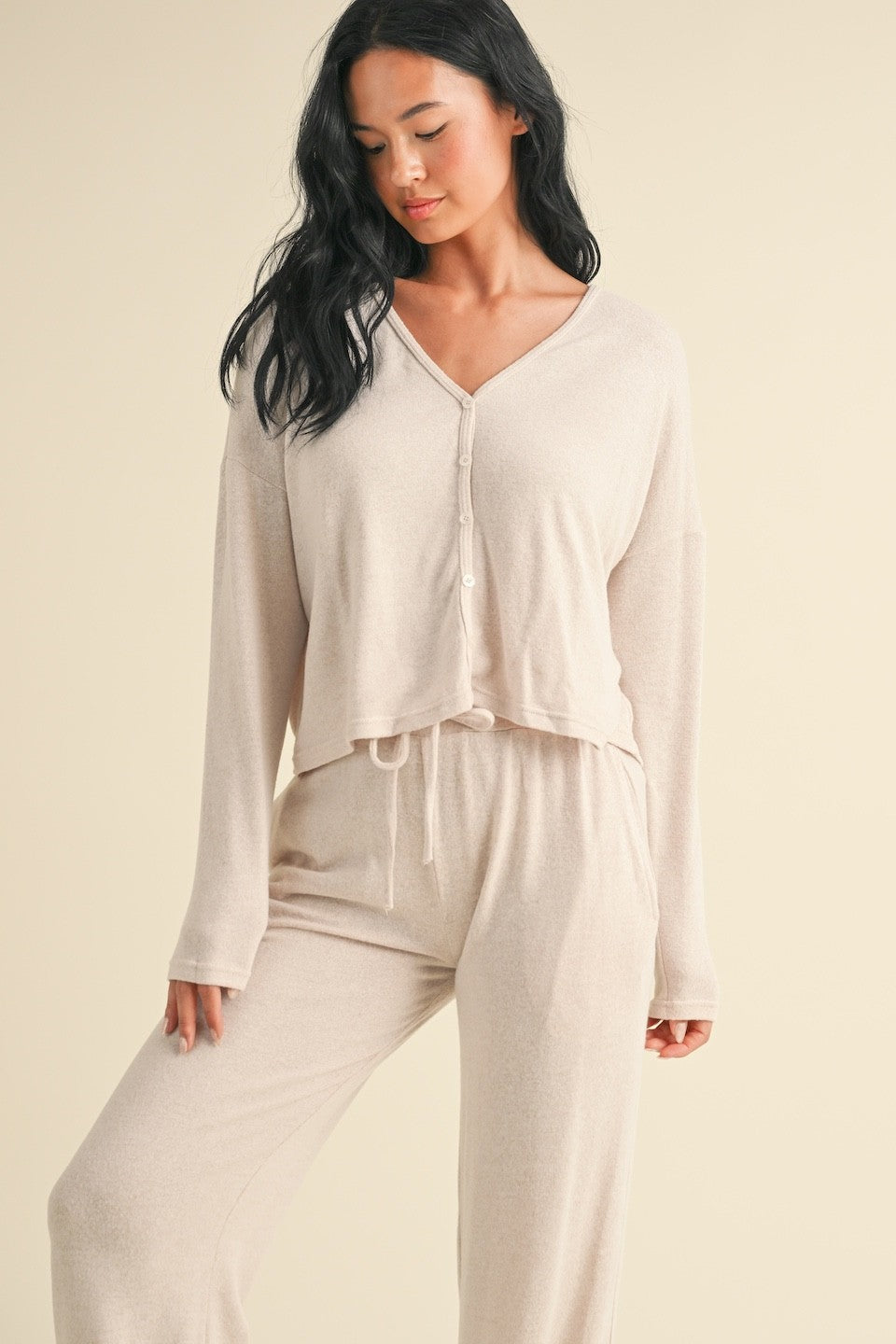 Hailey Long Sleeve Button Down Lounge Top