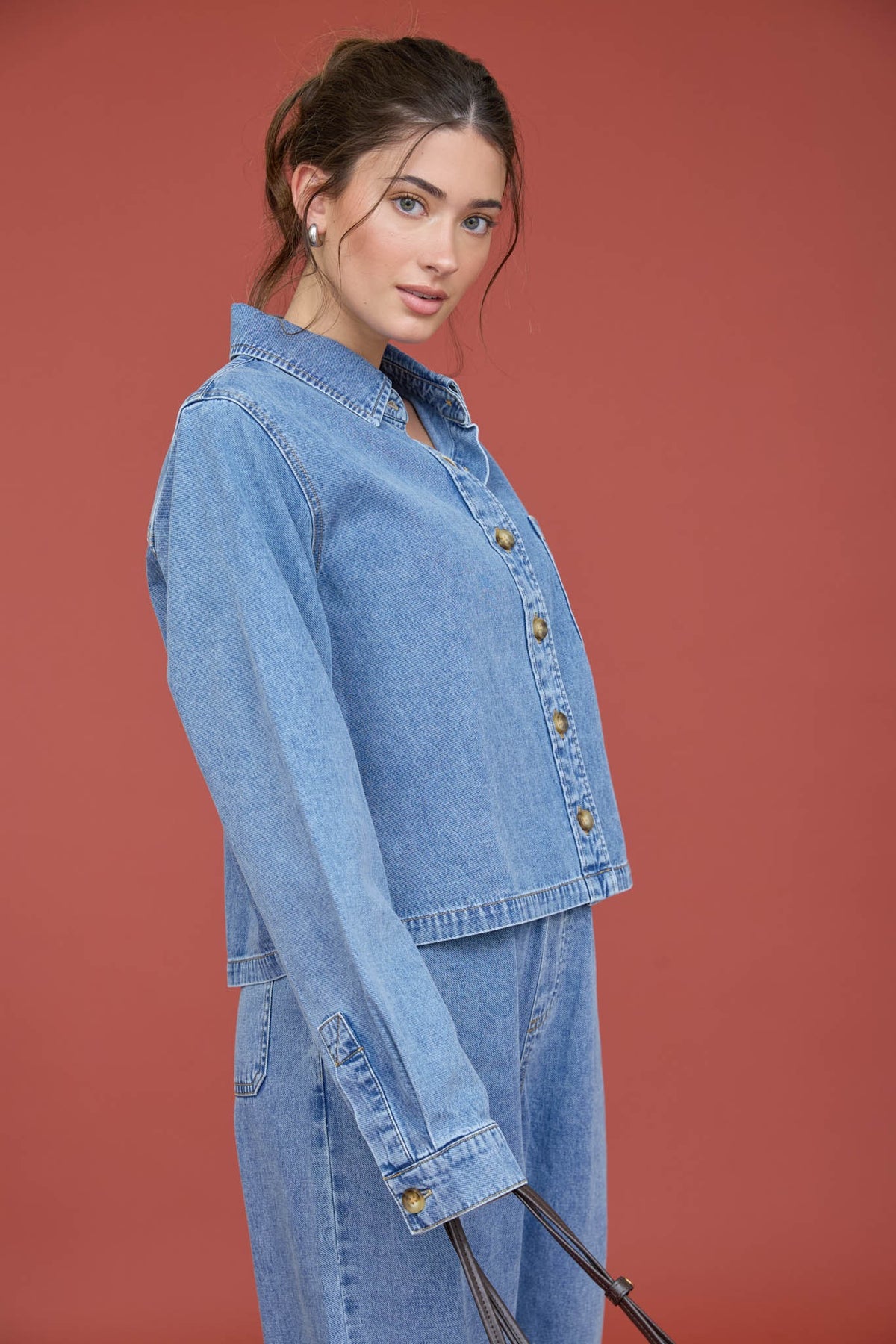 Denim Queen Acid Wash Button Up