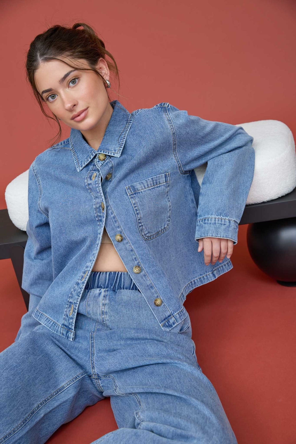 Denim Queen Acid Wash Button Up