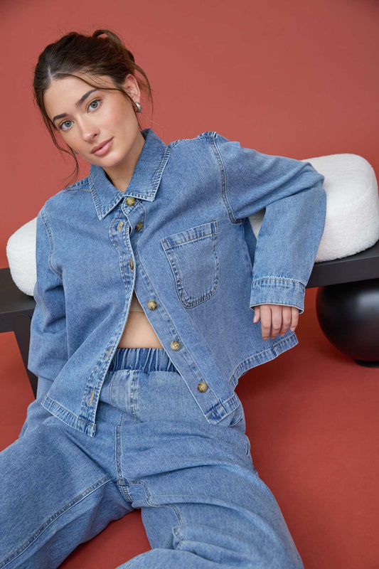 Denim Queen Acid Wash Button Up