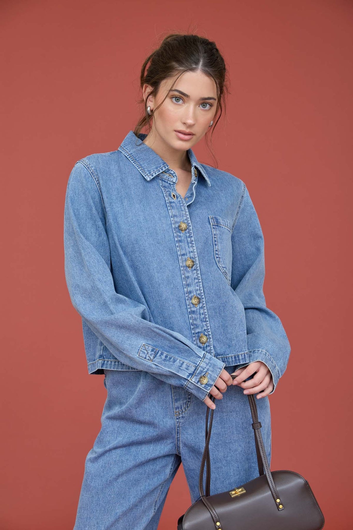 Denim Queen Acid Wash Button Up