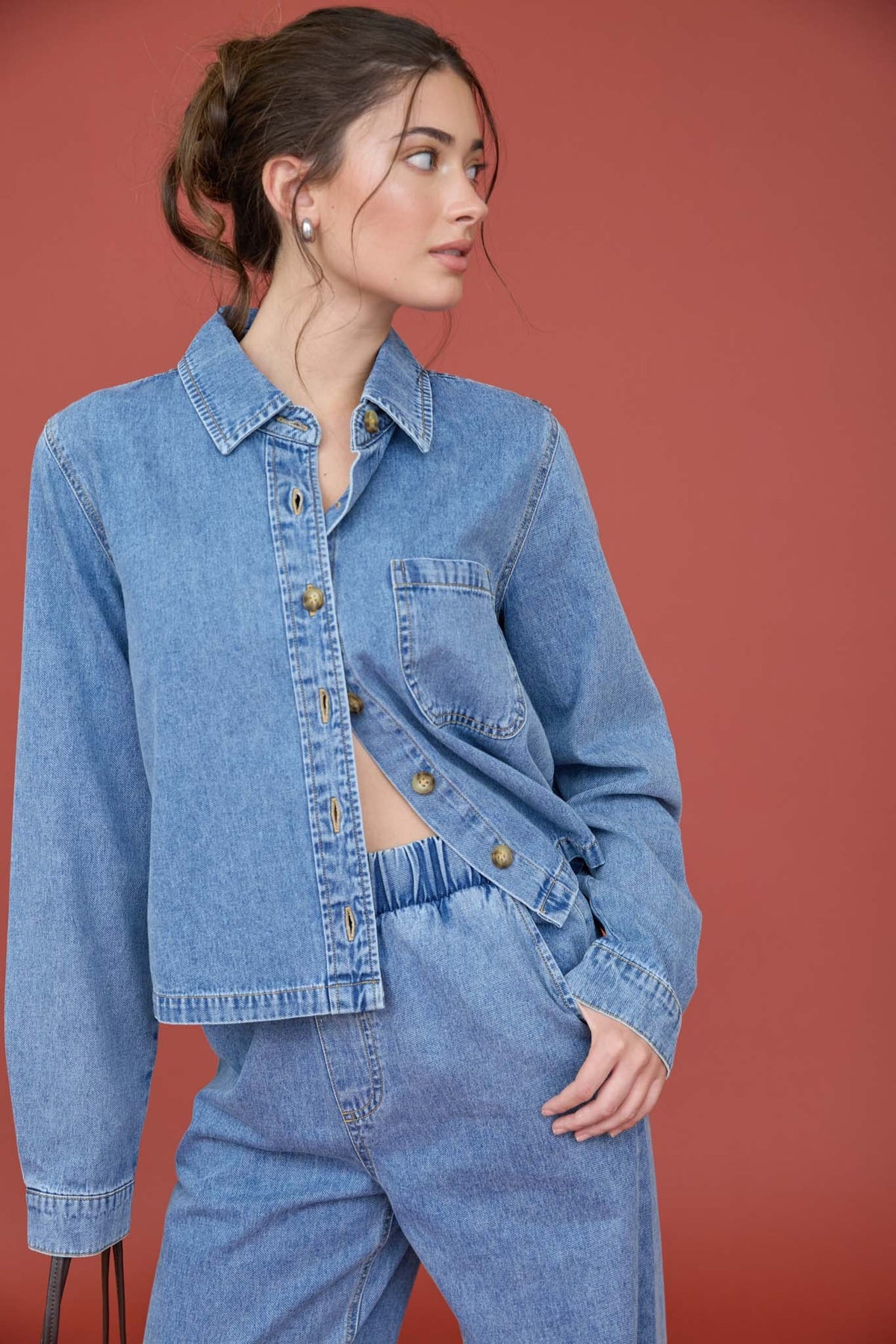Denim Queen Acid Wash Button Up