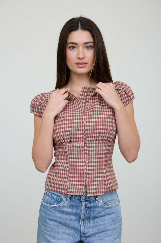 Burgundy Spiced Button Down Top