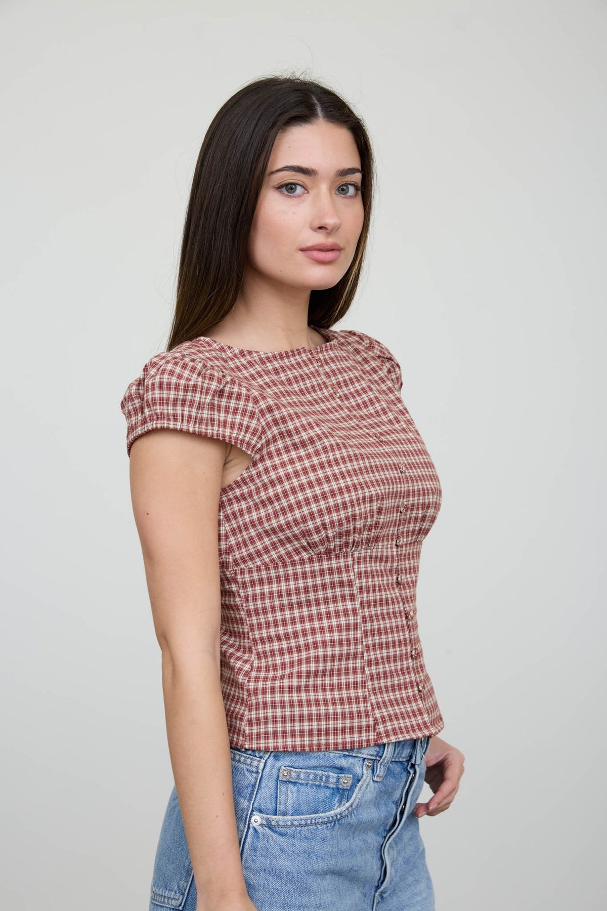 Burgundy Spiced Button Down Top