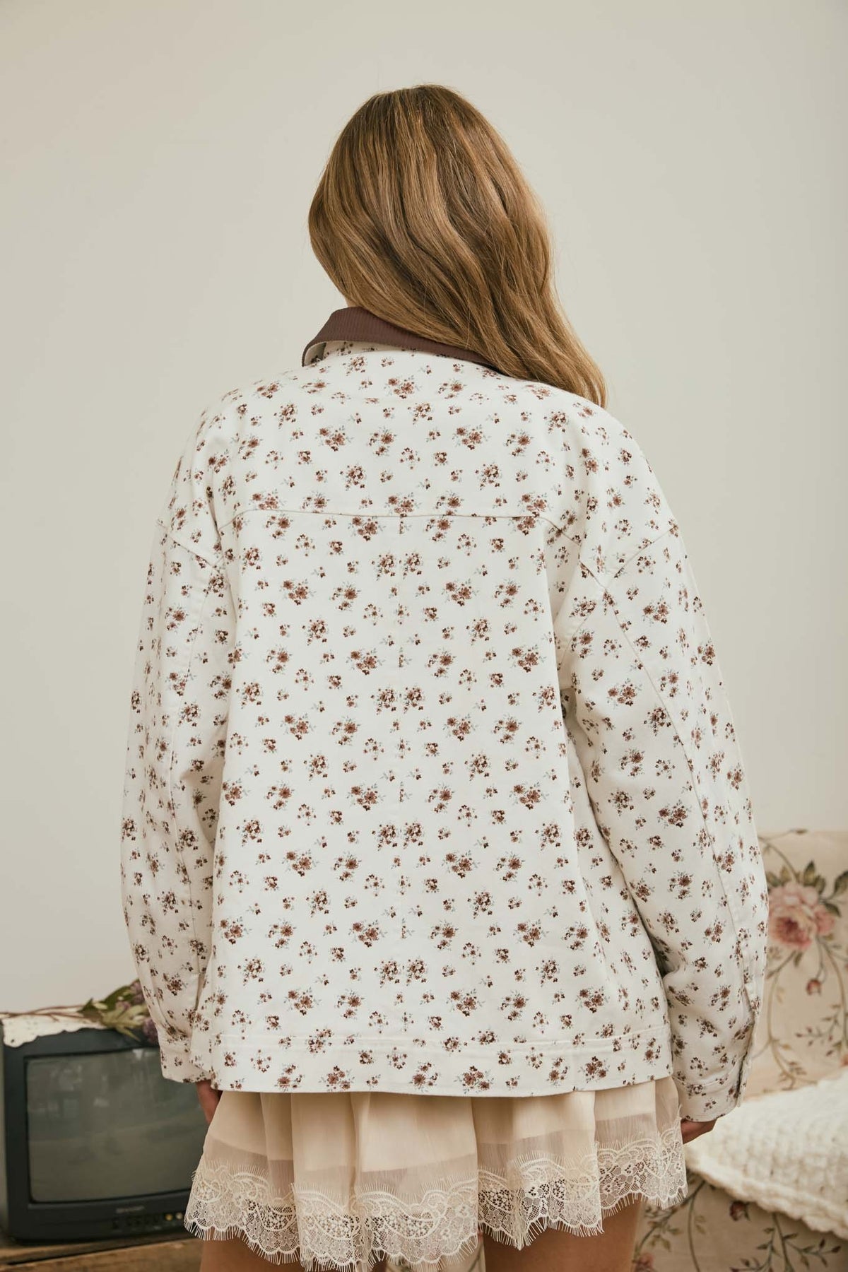 Julian Floral Corduroy Collar Denim Jacket