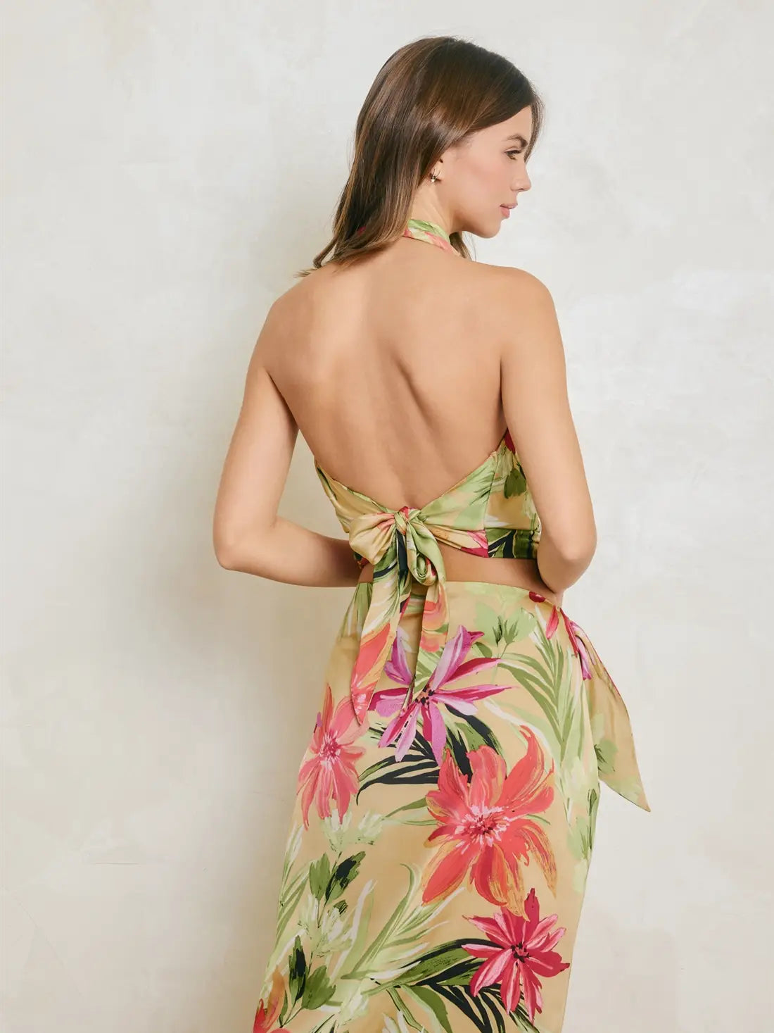 Rainforest Leaf Open Back Cowl Top