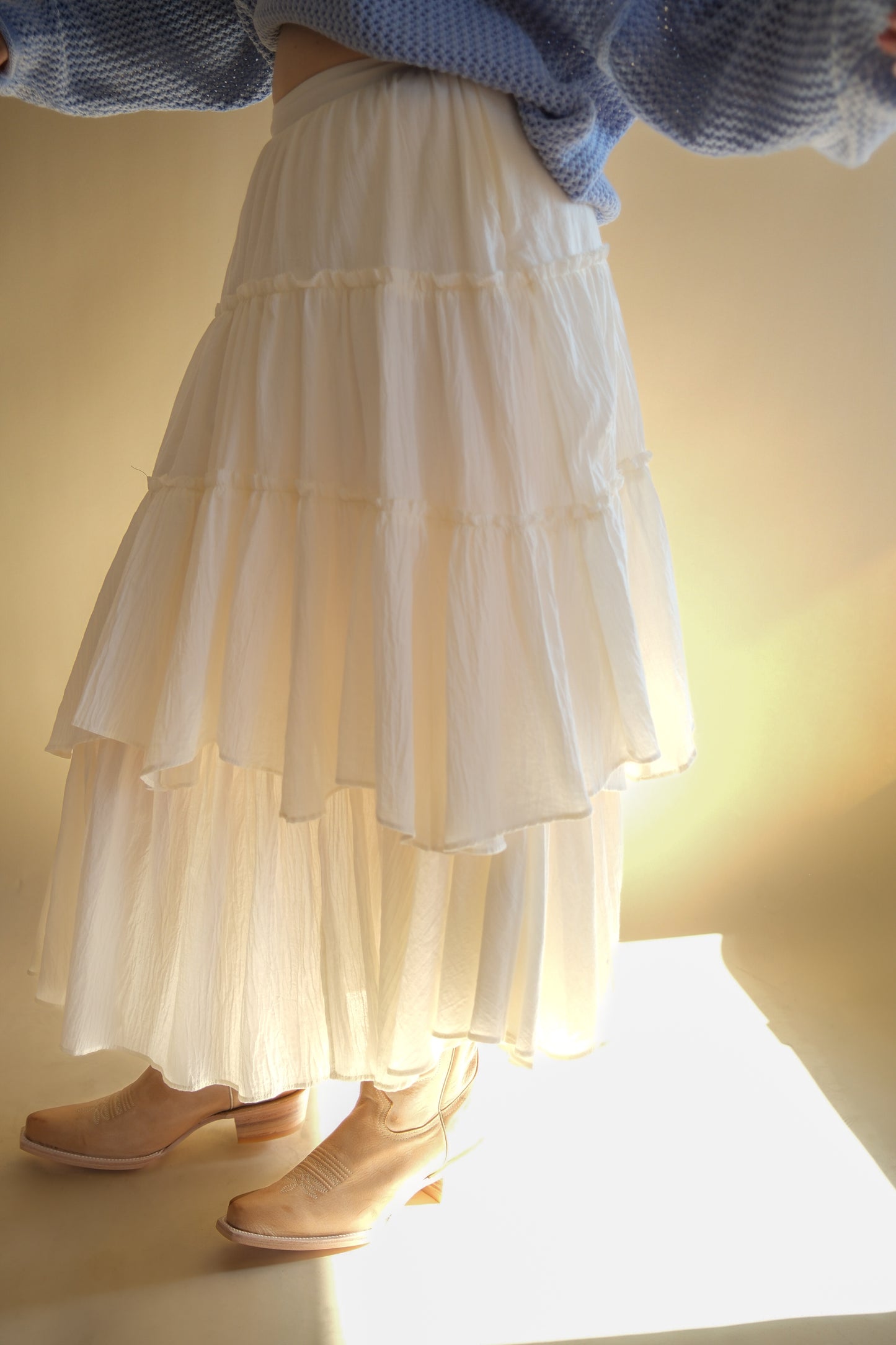 Aú Natural Tiered Maxi Skirt