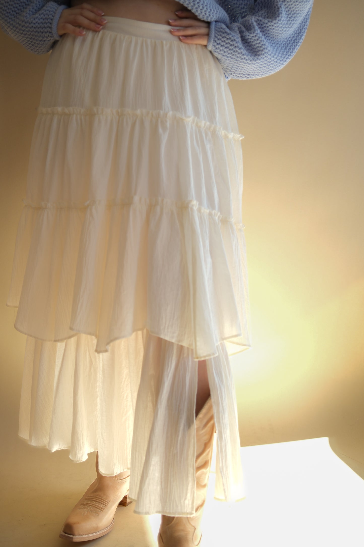 Aú Natural Tiered Maxi Skirt