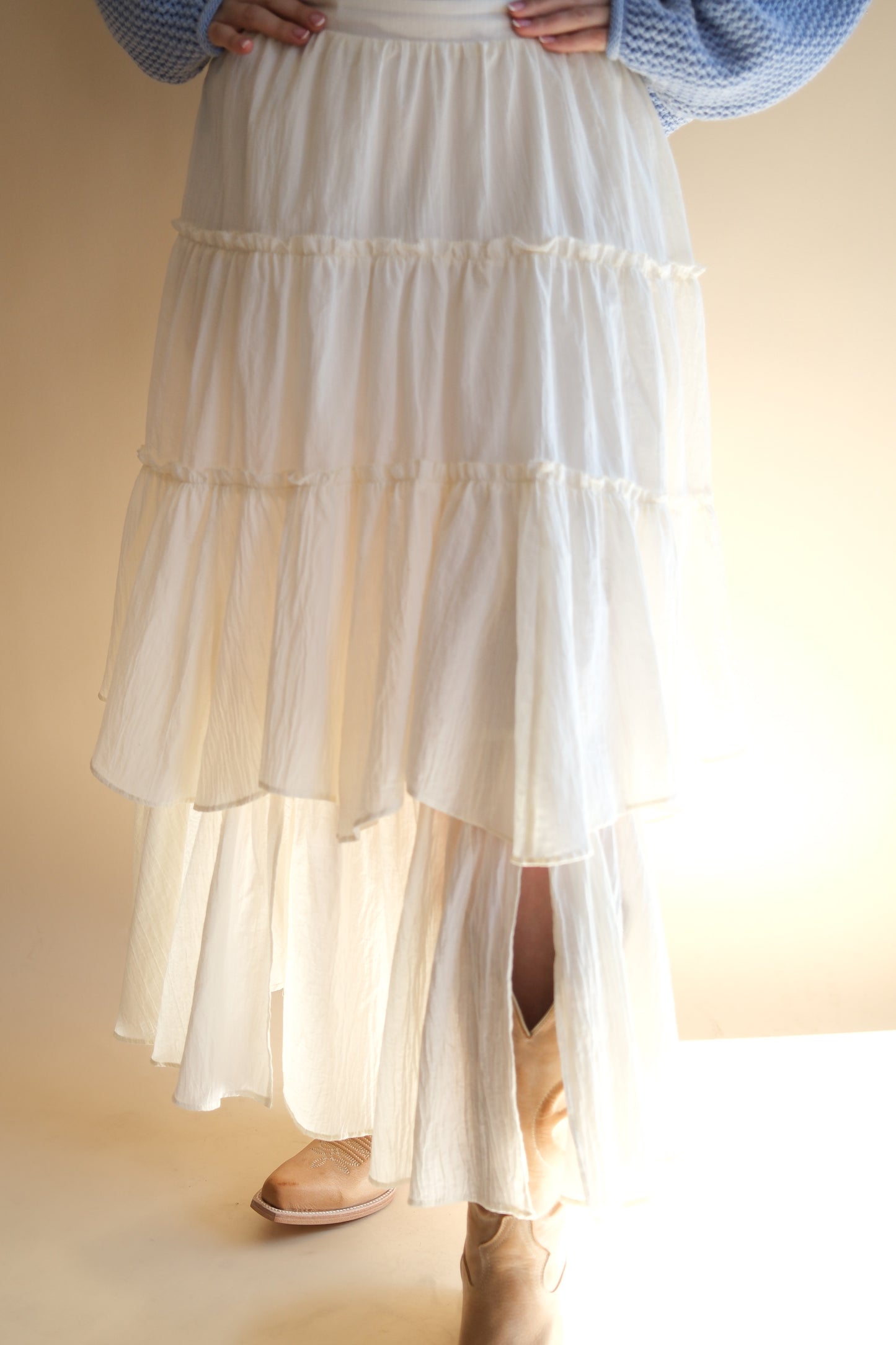 Aú Natural Tiered Maxi Skirt