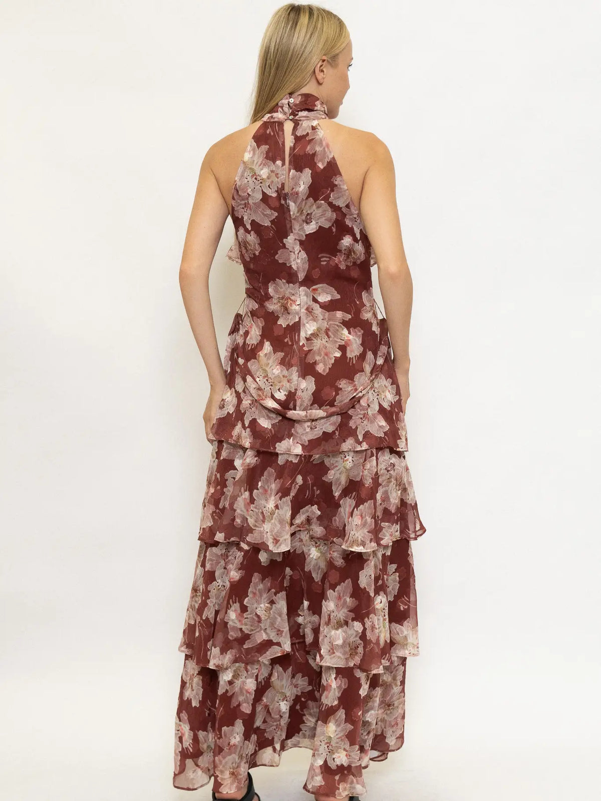 Red Red Wine Floral Maxi Dress