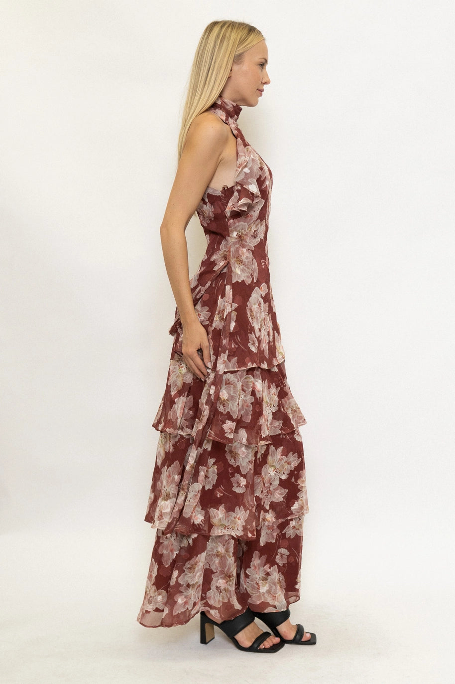 Red Red Wine Floral Maxi Dress