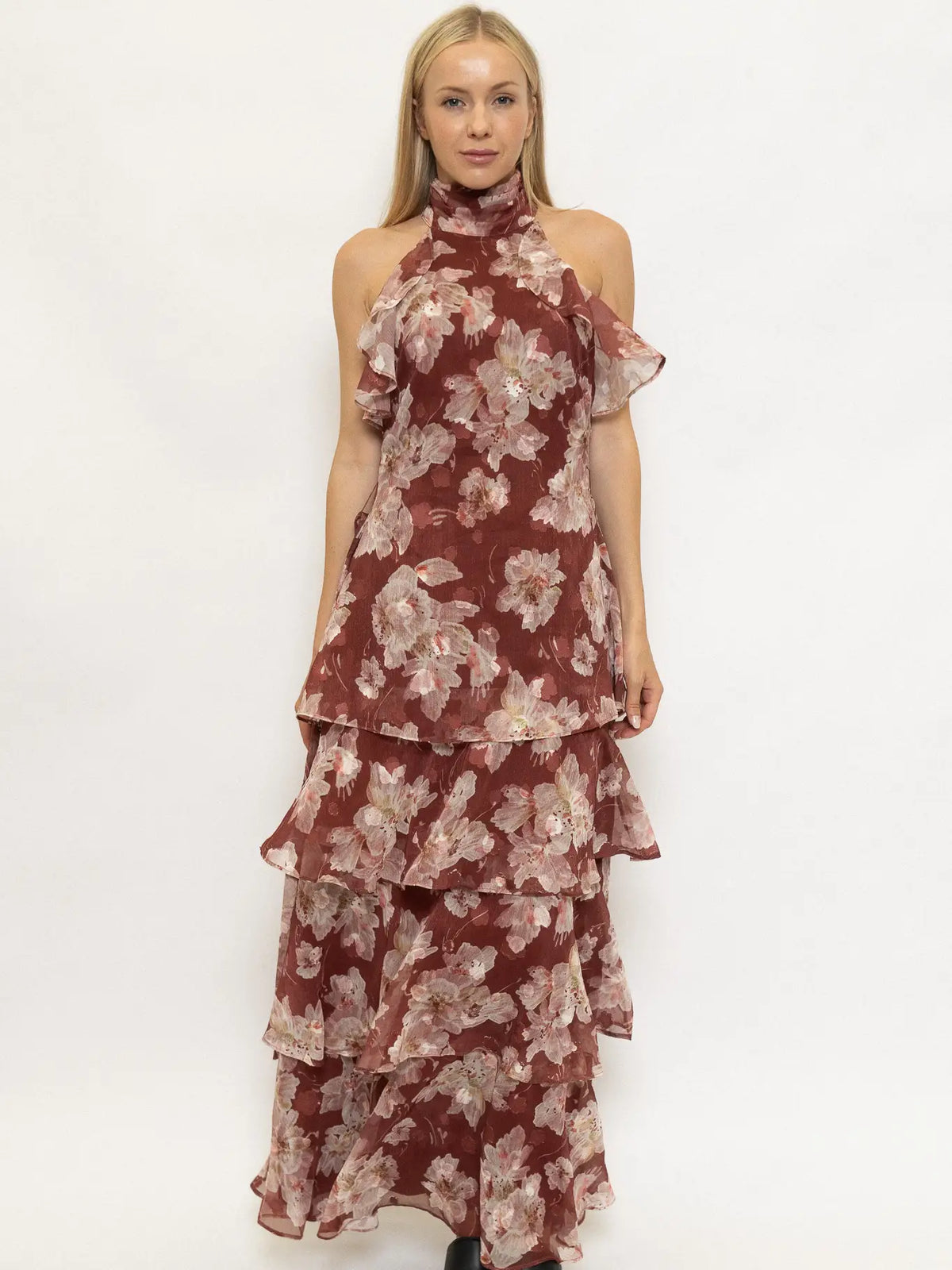 Red Red Wine Floral Maxi Dress