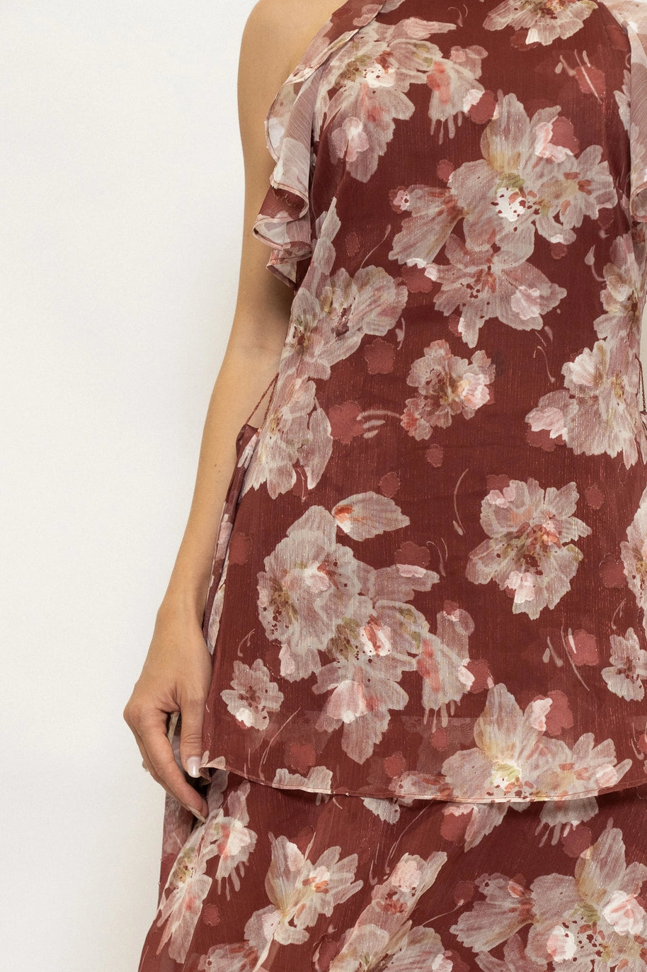Red Red Wine Floral Maxi Dress