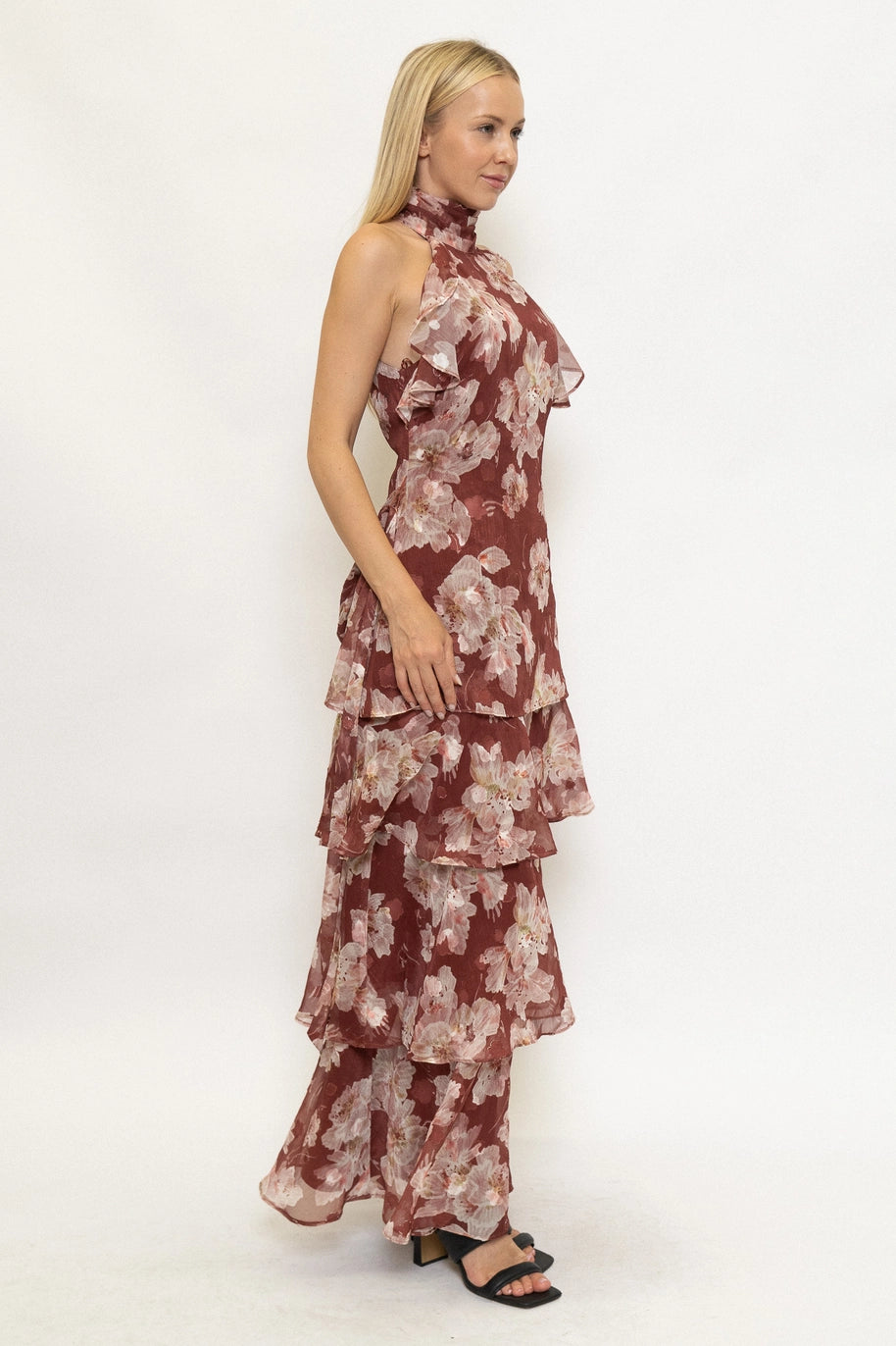 Red Red Wine Floral Maxi Dress