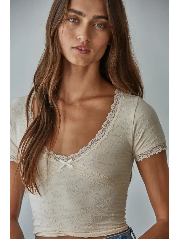 Vanilla Latte Knit Jacquard Seamless Top