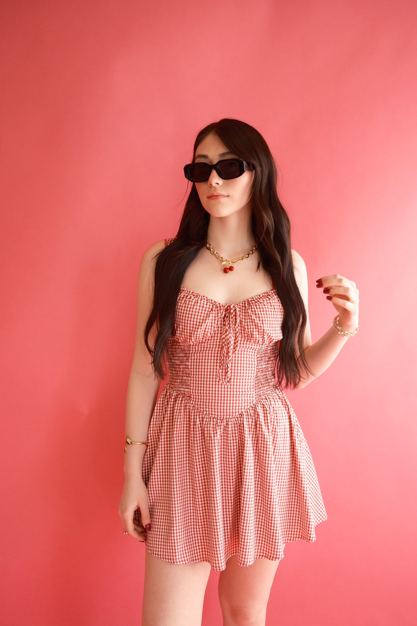 Red Robin Gingham Mini Dress