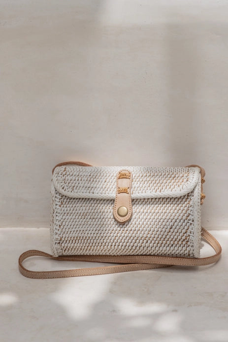 Ulan Rattan Purse in White