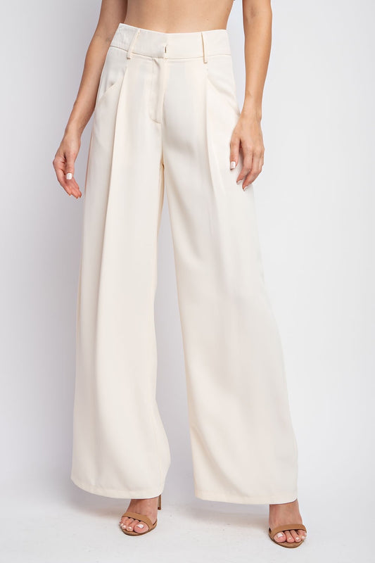 Go Getter Pleated White Trouser