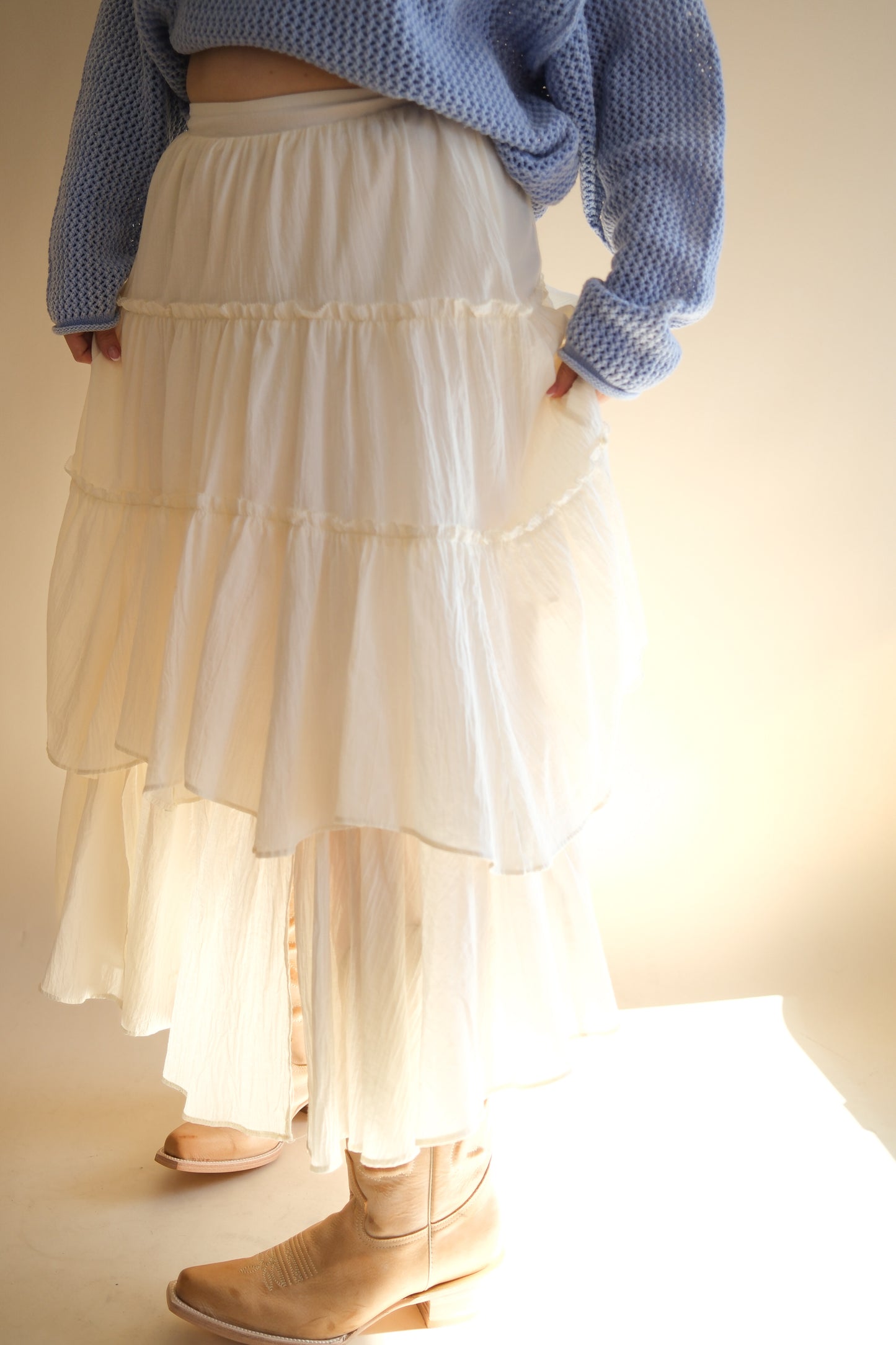 Aú Natural Tiered Maxi Skirt