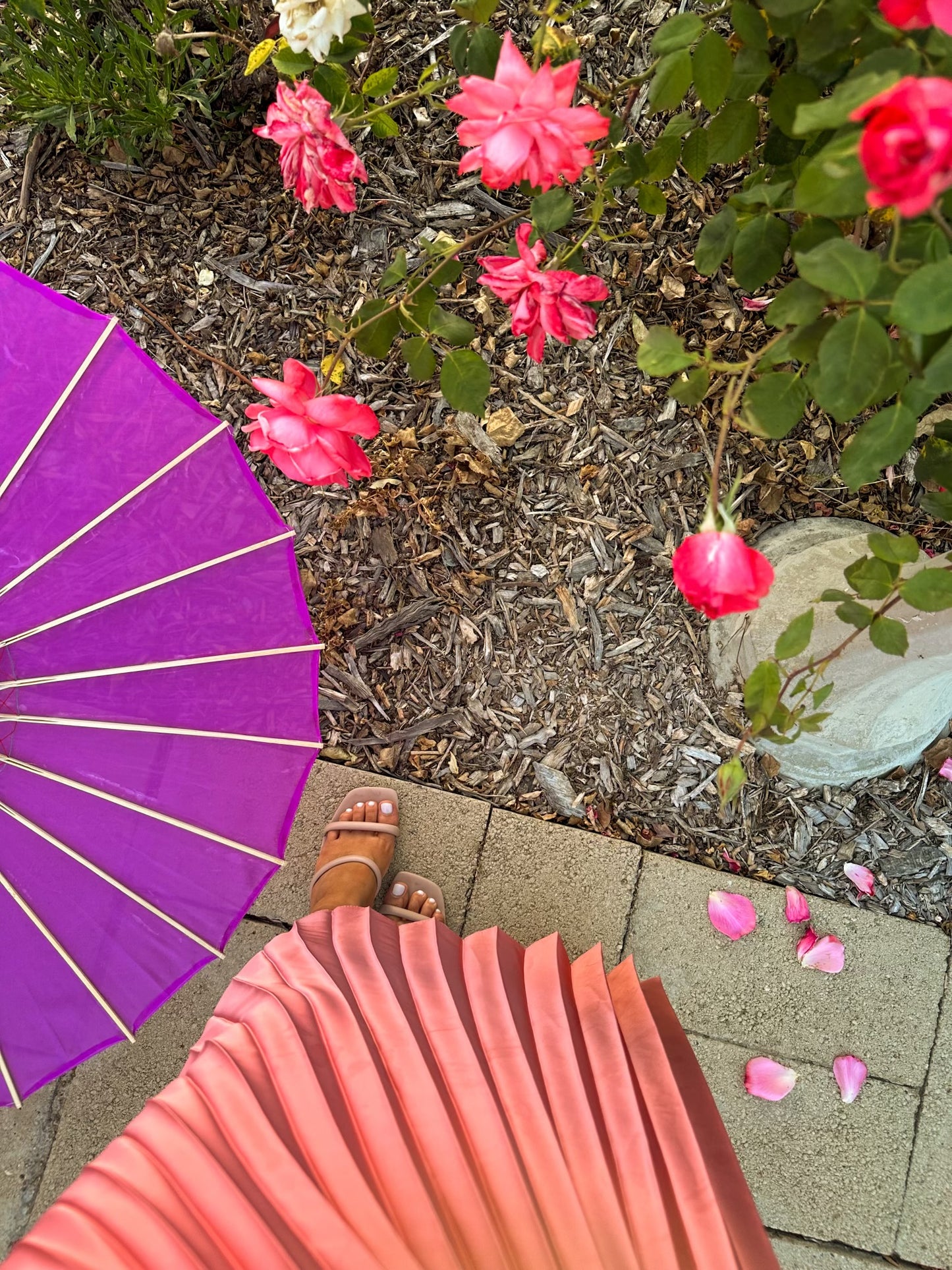 Rose Petal Pleated Ring Dress