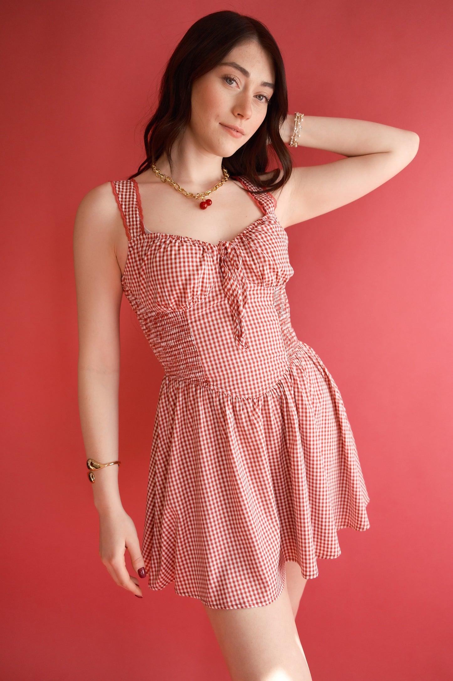 Red Robin Gingham Mini Dress