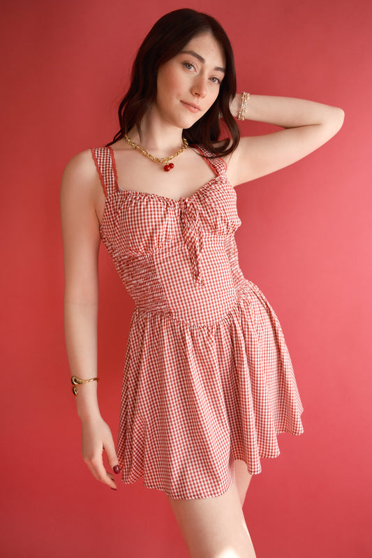 Red Robin Gingham Mini Dress