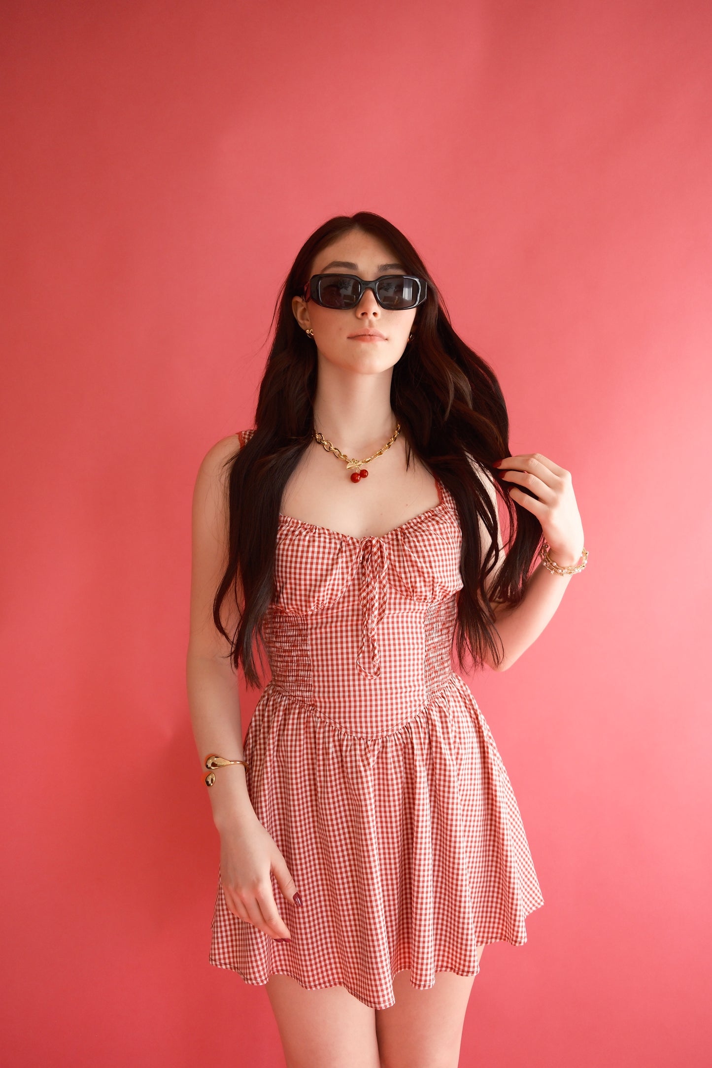 Red Robin Gingham Mini Dress