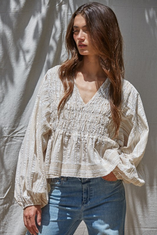 Ellery Smocked Woven Top