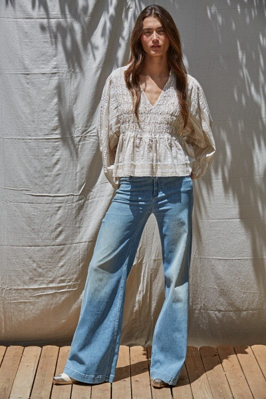 Ellery Smocked Woven Top