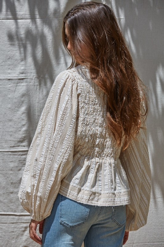 Ellery Smocked Woven Top