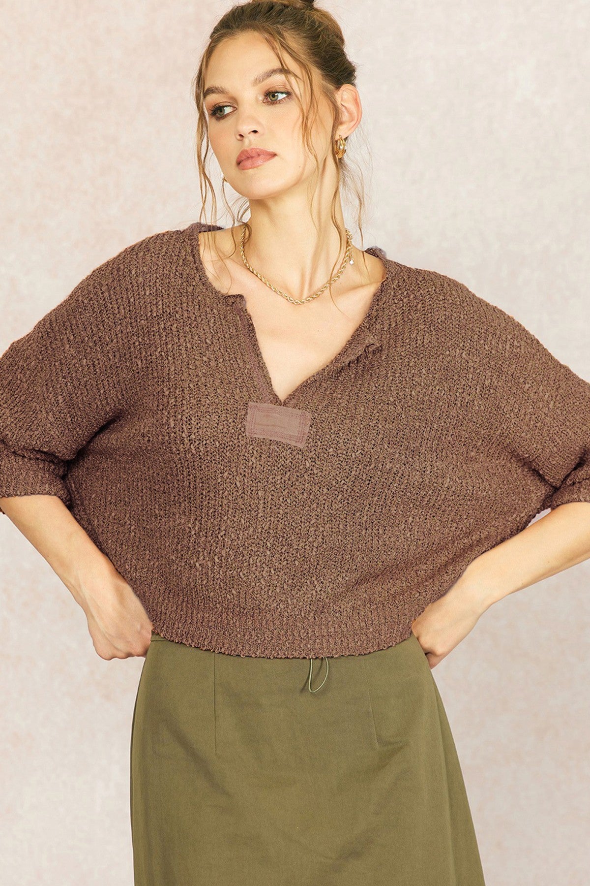 Cropped Patch Sweater