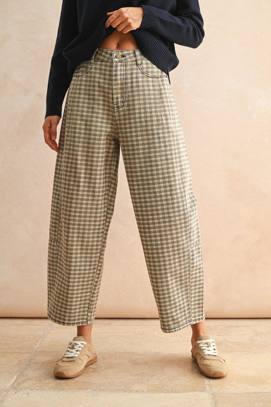 Cafe Checker Barrel Pants