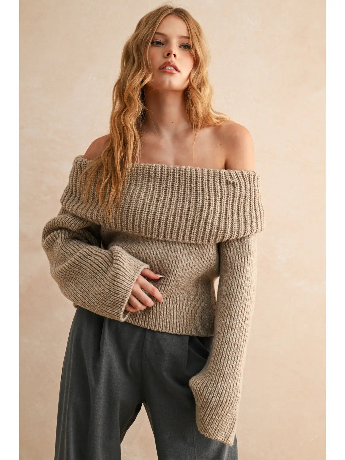 Morning Light Off The Shoulder Sweater Top