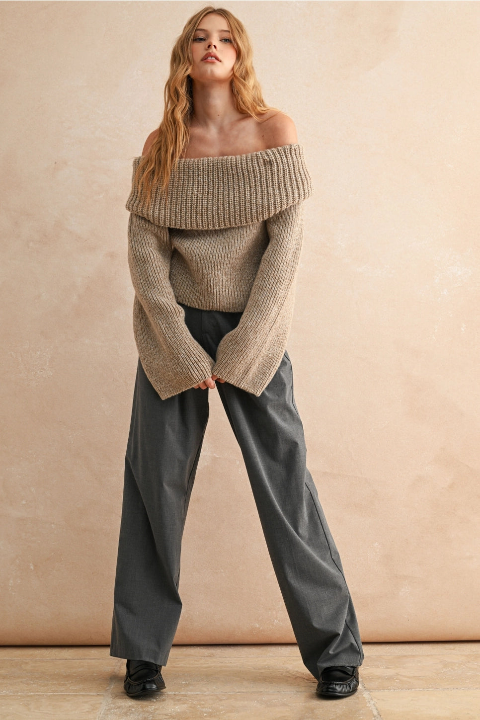 Morning Light Off The Shoulder Sweater Top