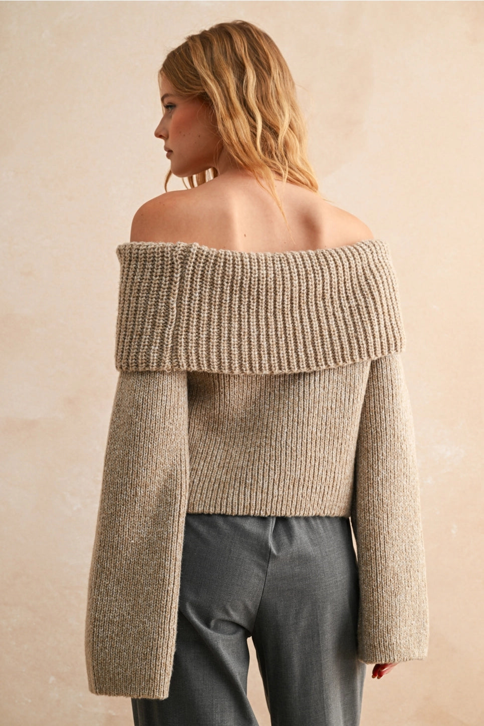Morning Light Off The Shoulder Sweater Top