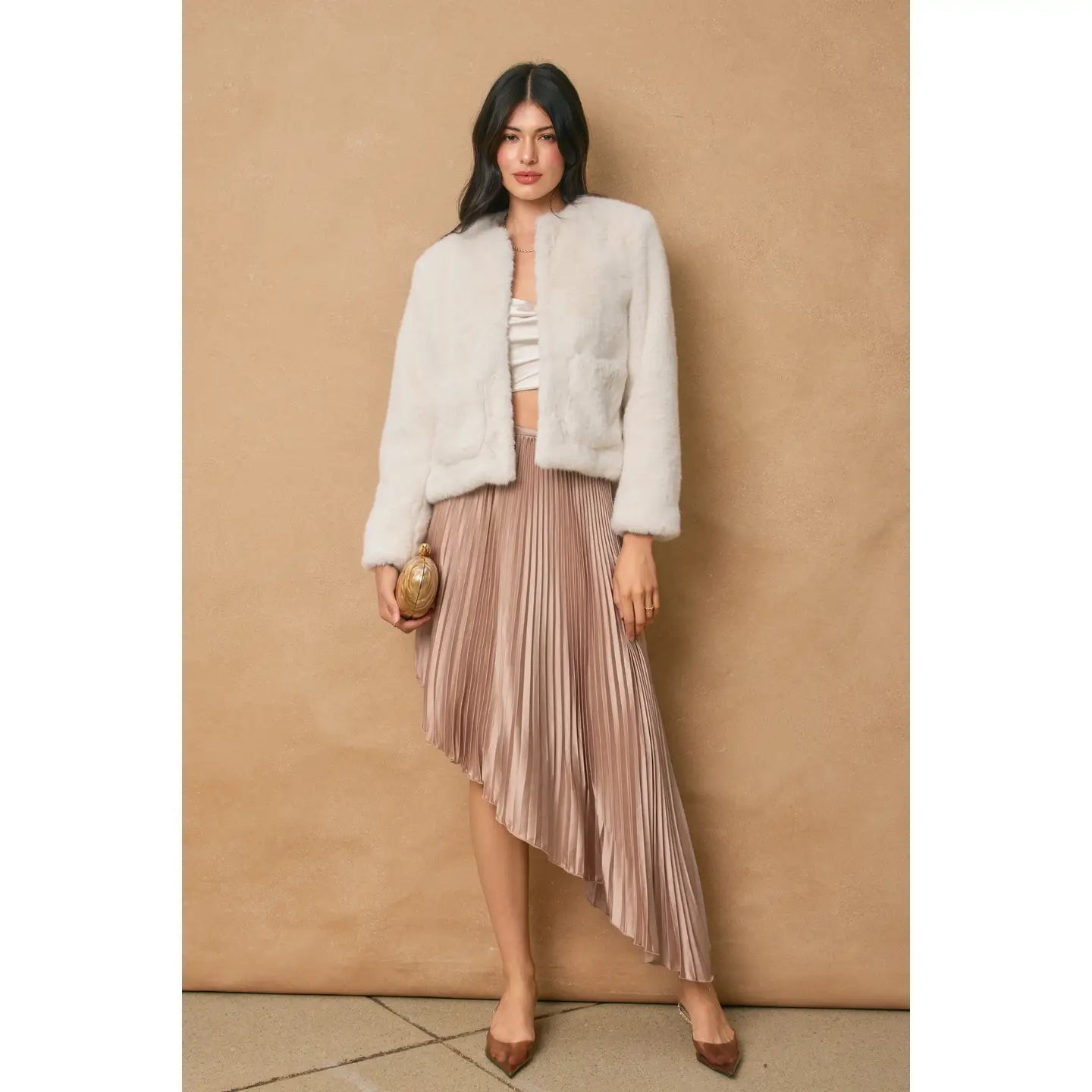 Wind Whispers Faux Fur Patch Pocket Jacket