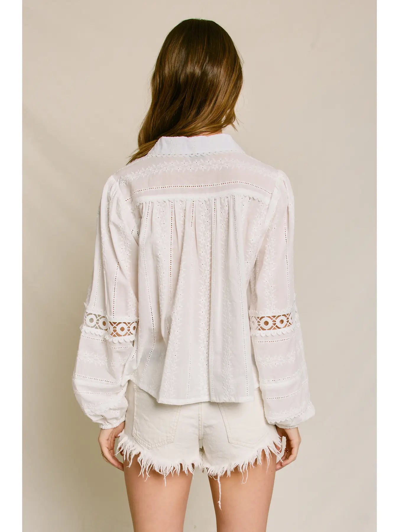 Sunbeam Eyelet Lace-Up Blouse
