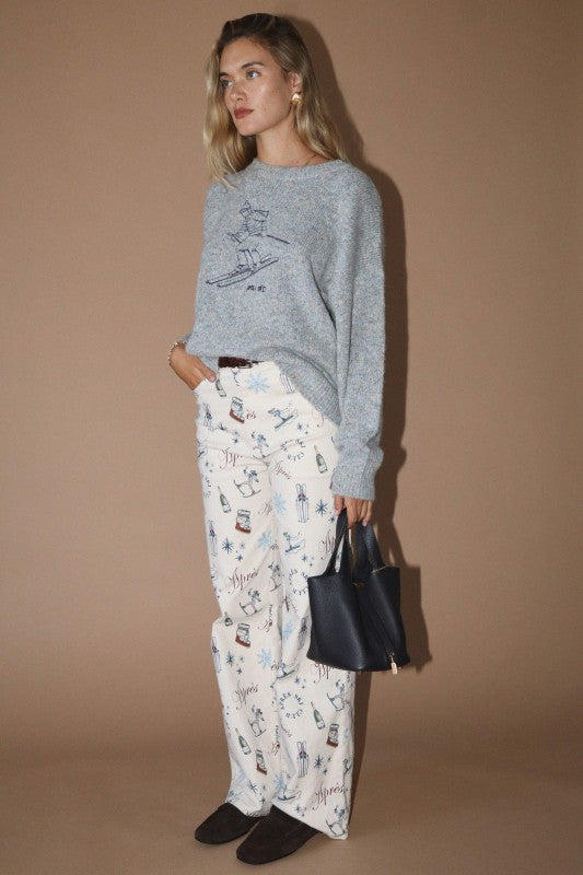 Apres Ski Embroidered Line Skier Sweater