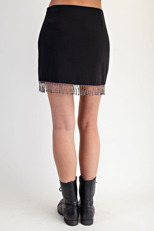 Embellished Hem Woven Mini Skirt