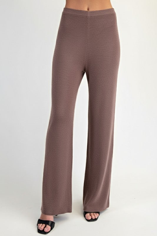 Ribbed Knit Wide Leg Pants