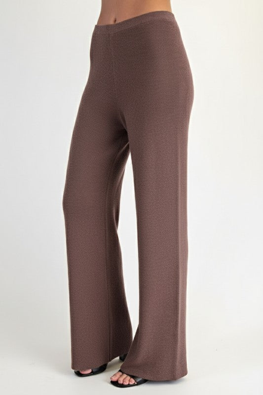 Ribbed Knit Wide Leg Pants