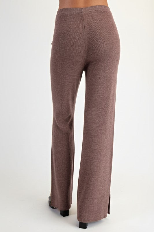 Ribbed Knit Wide Leg Pants