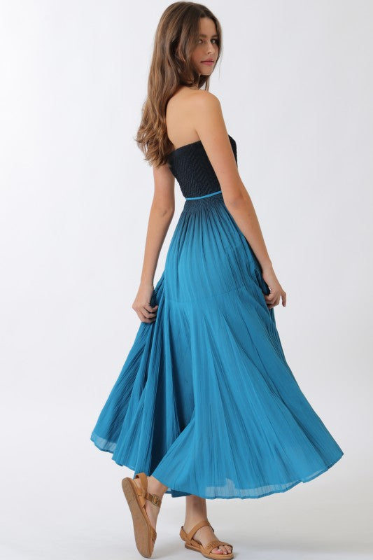 Teal Tides Pleated Maxi Dress