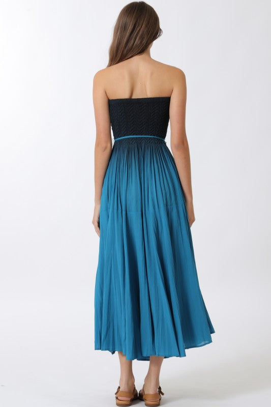 Teal Tides Pleated Maxi Dress
