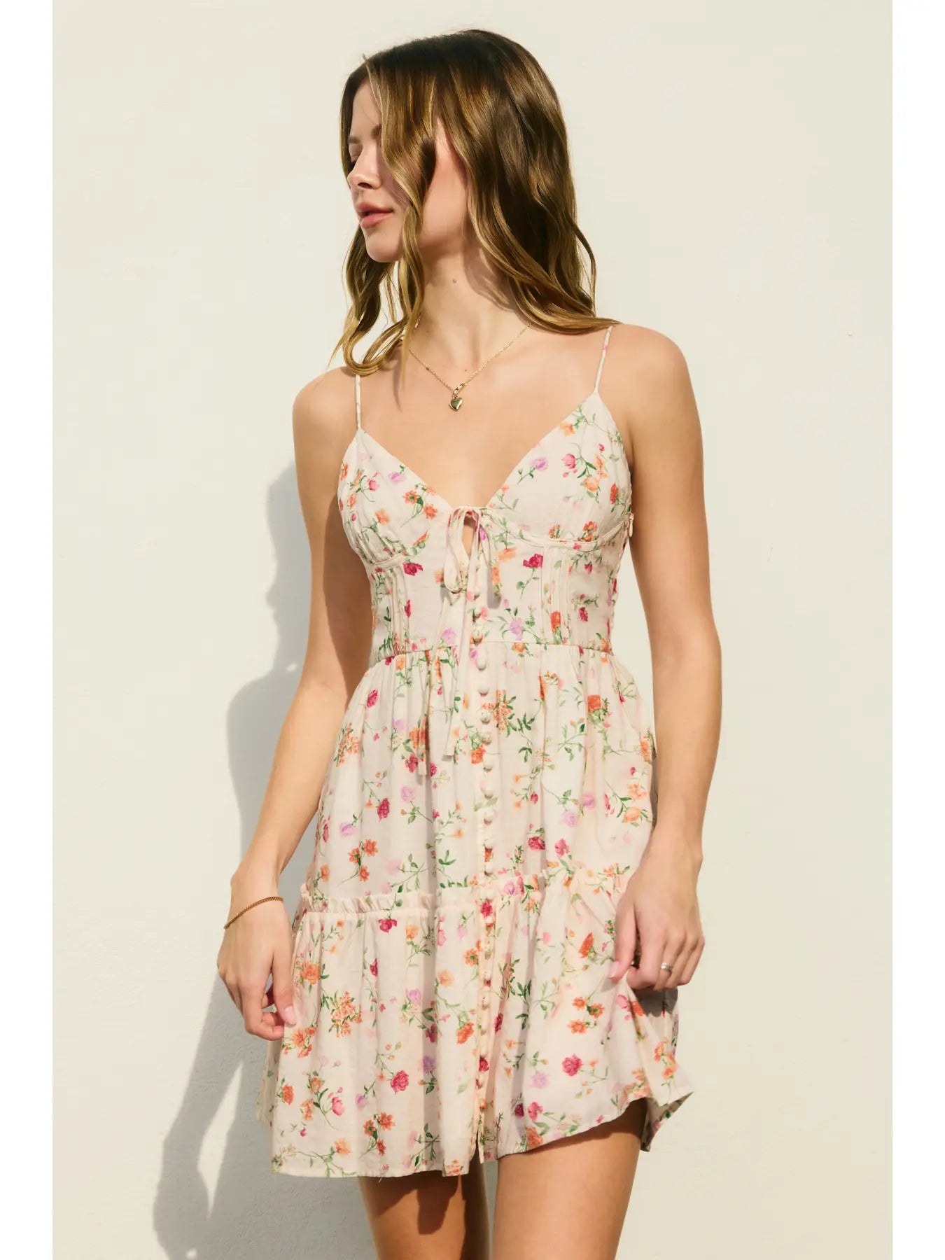 Honey Butter Corset Tiered Mini Dress