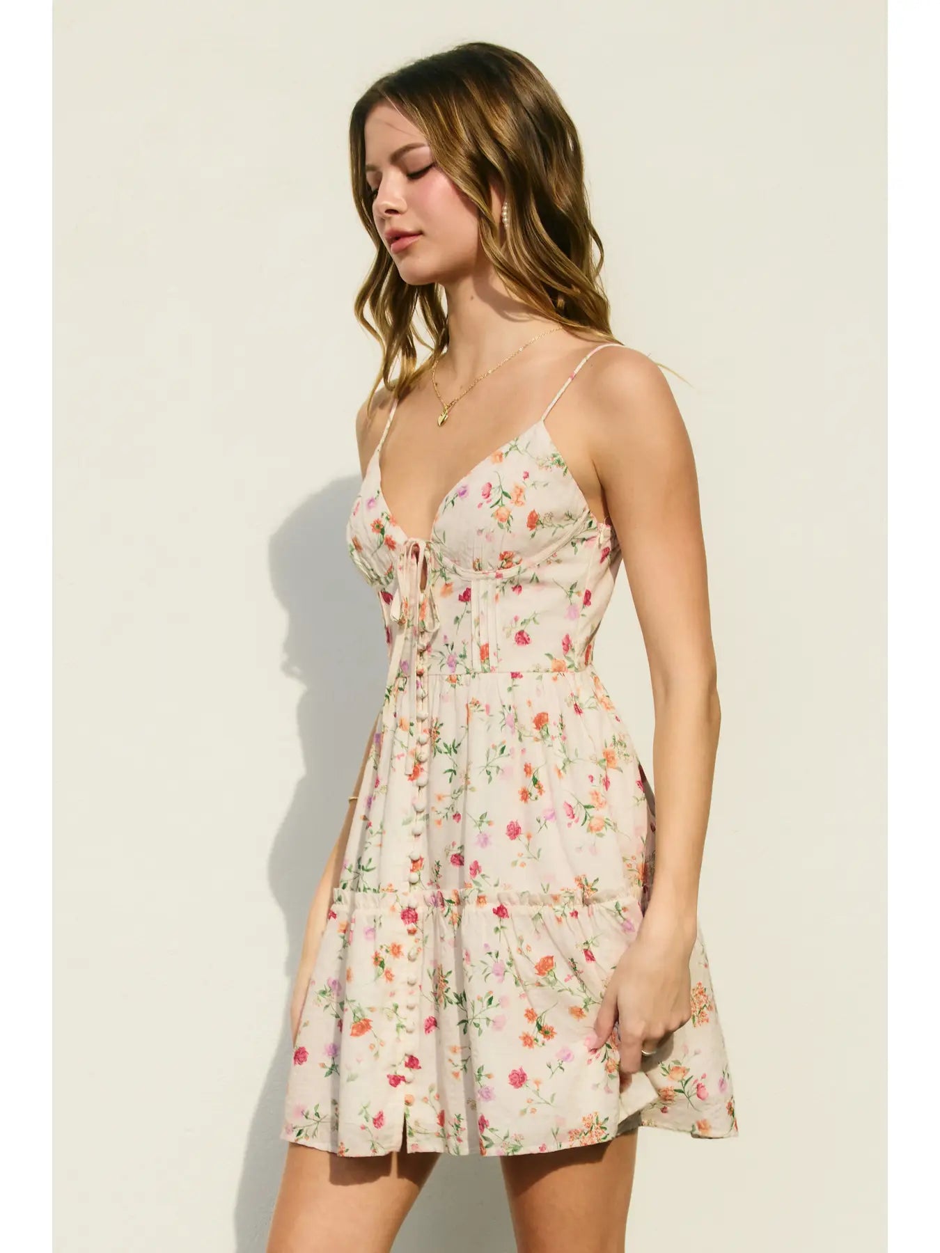 Honey Butter Corset Tiered Mini Dress